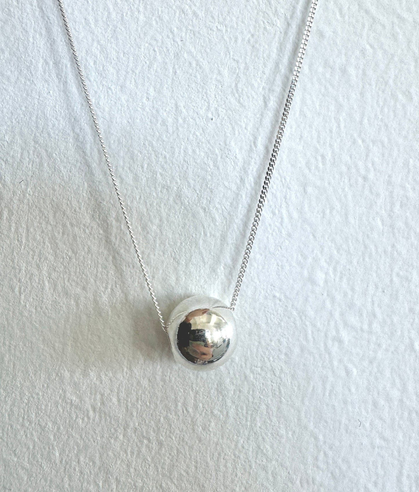 Minimalist Silver Ball Pendant Necklace | 925 Sterling Silver Chain