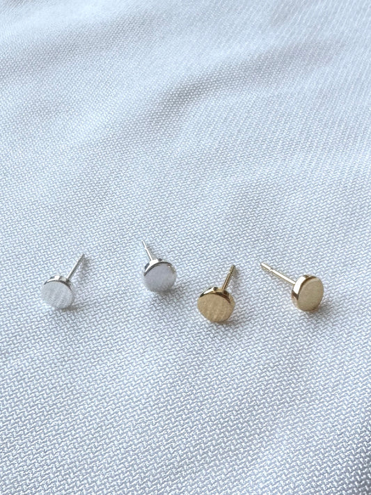 Minimalist Solid Circle Stud Earrings | Sterling Silver & Gold Plated | Everyday Dot Earrings