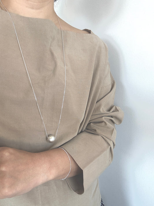 Long Silver Orb Necklace – 30” / 40”