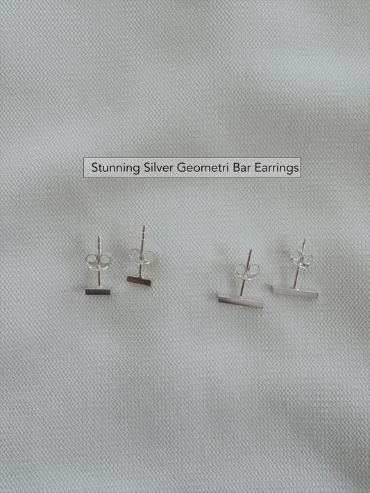 Silver Bar Stud Earrings | Minimalist 4mm 10mm