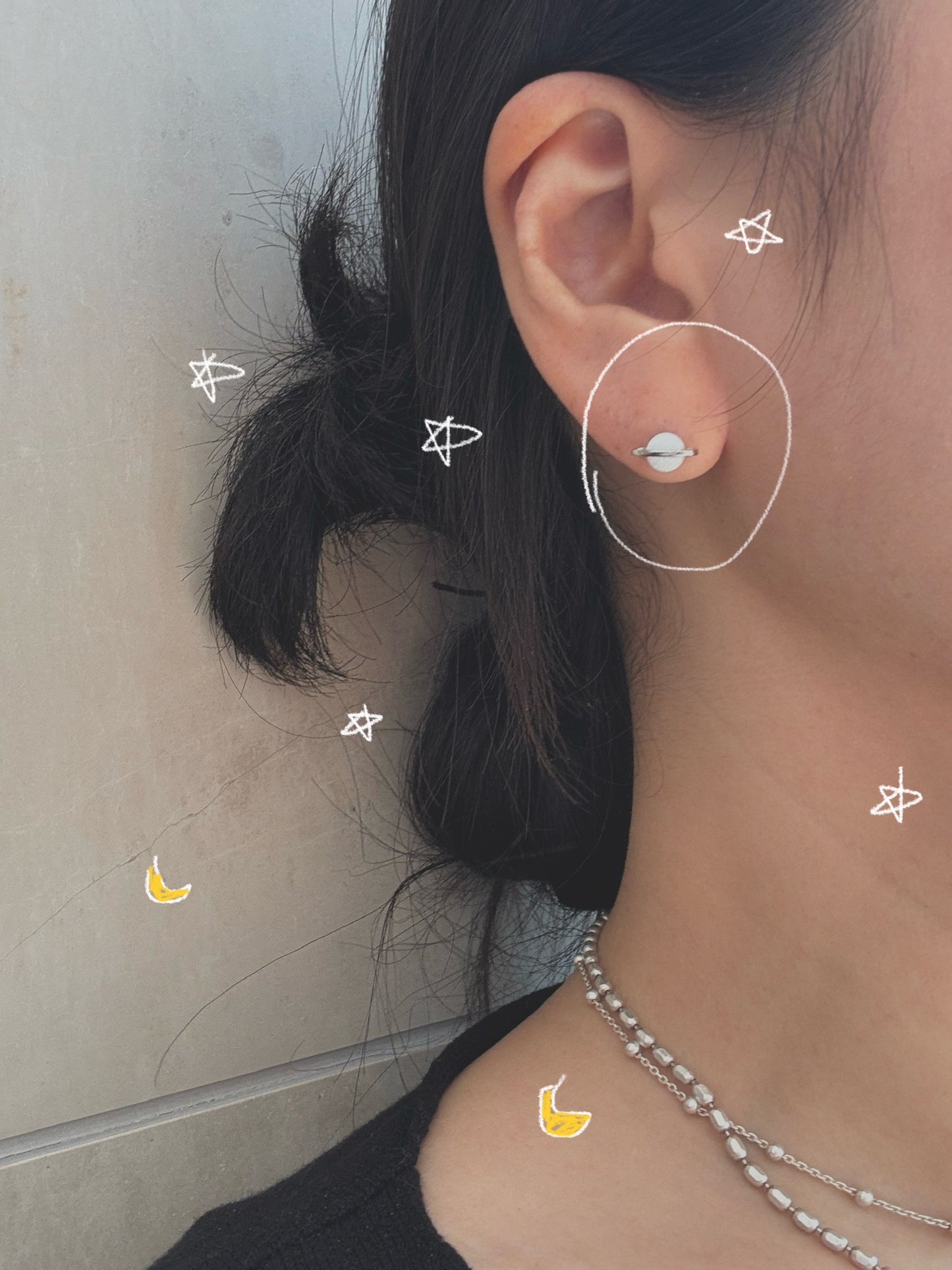 Opal Planet Stud Earrings | Cute Saturn Style Silver Studs