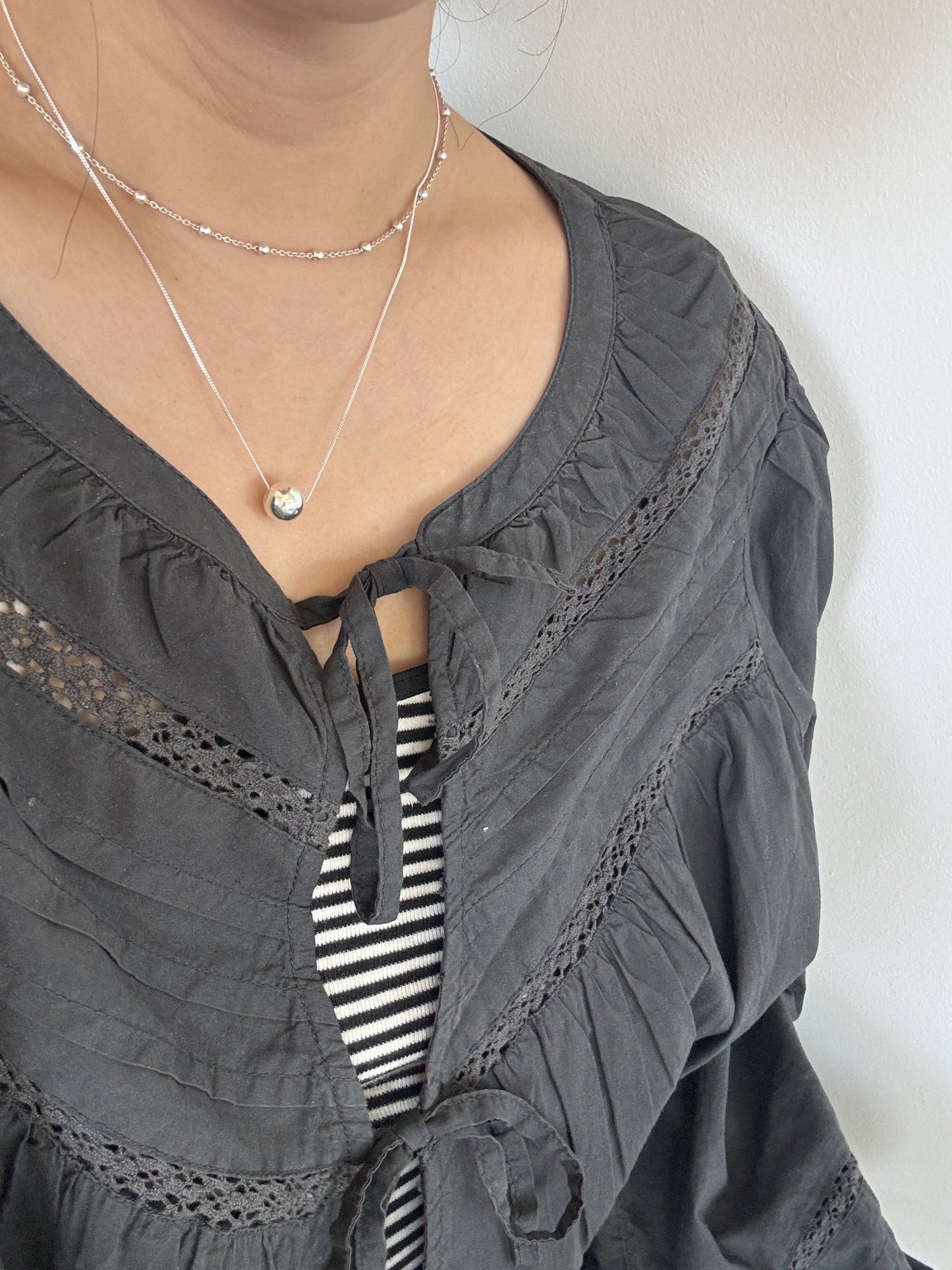 Minimalist Silver Ball Pendant Necklace | 925 Sterling Silver Chain
