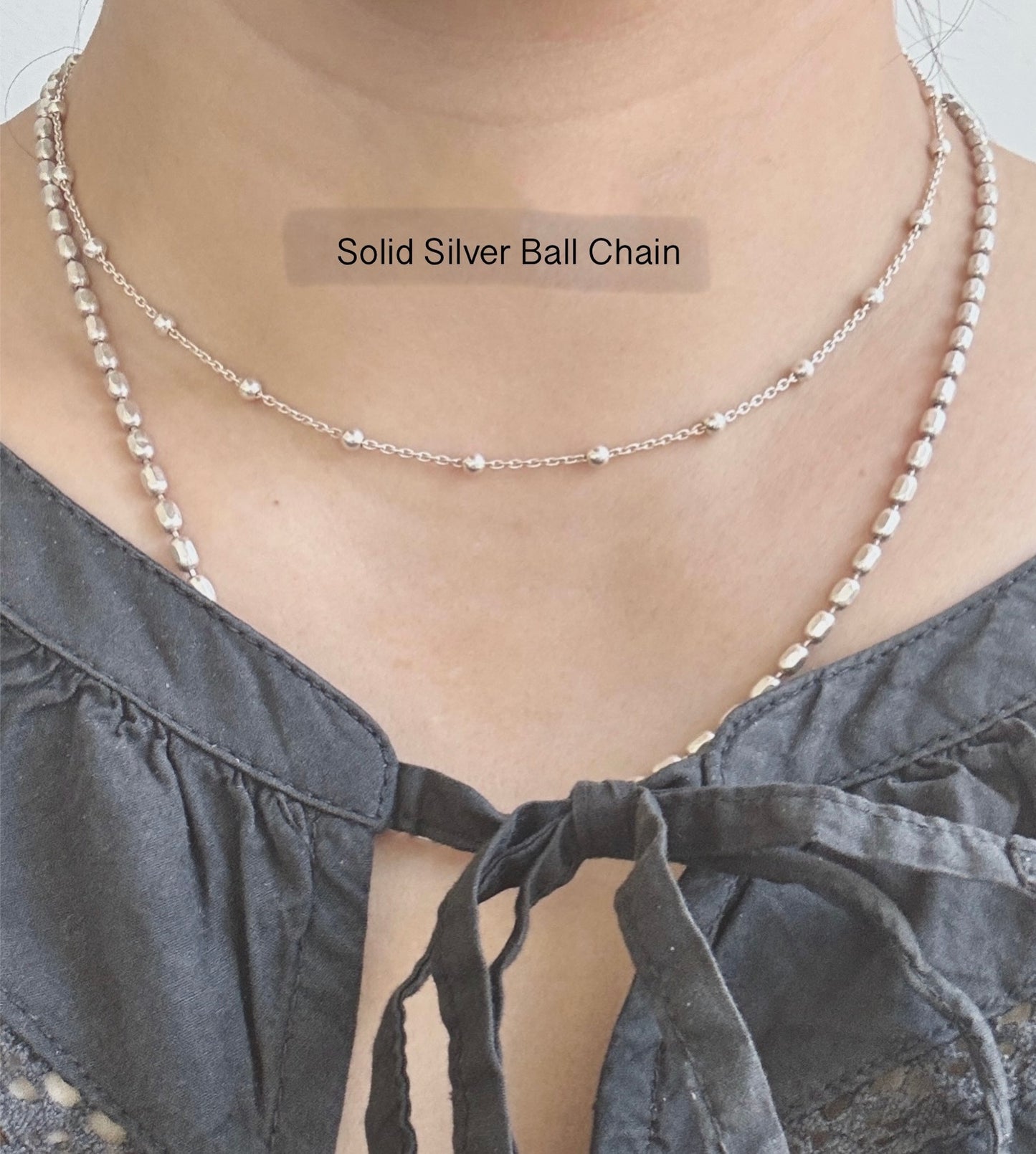Solid 3mm Silver Ball Chain Necklace | Custom Length Minimalist Summer Jewerly