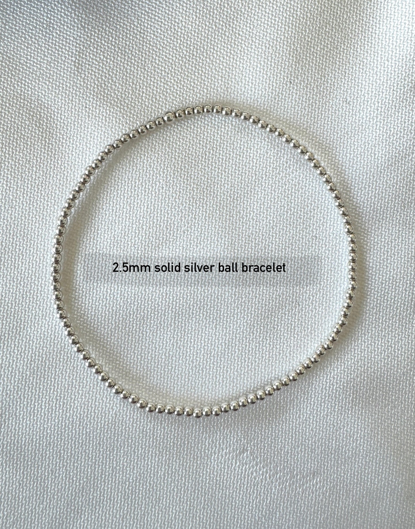 2.5mm Solid Silver Ball Bracelet | Stretch Cord | Everyday Jewelry