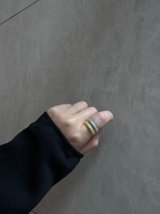 Chunky Textured Band Ring – Gold Plated & Silver