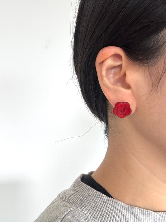 Red Shell Button Earrings