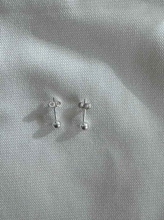 3mm Sterling Silver Ball Stud Earrings | Minimalist Everyday Studs