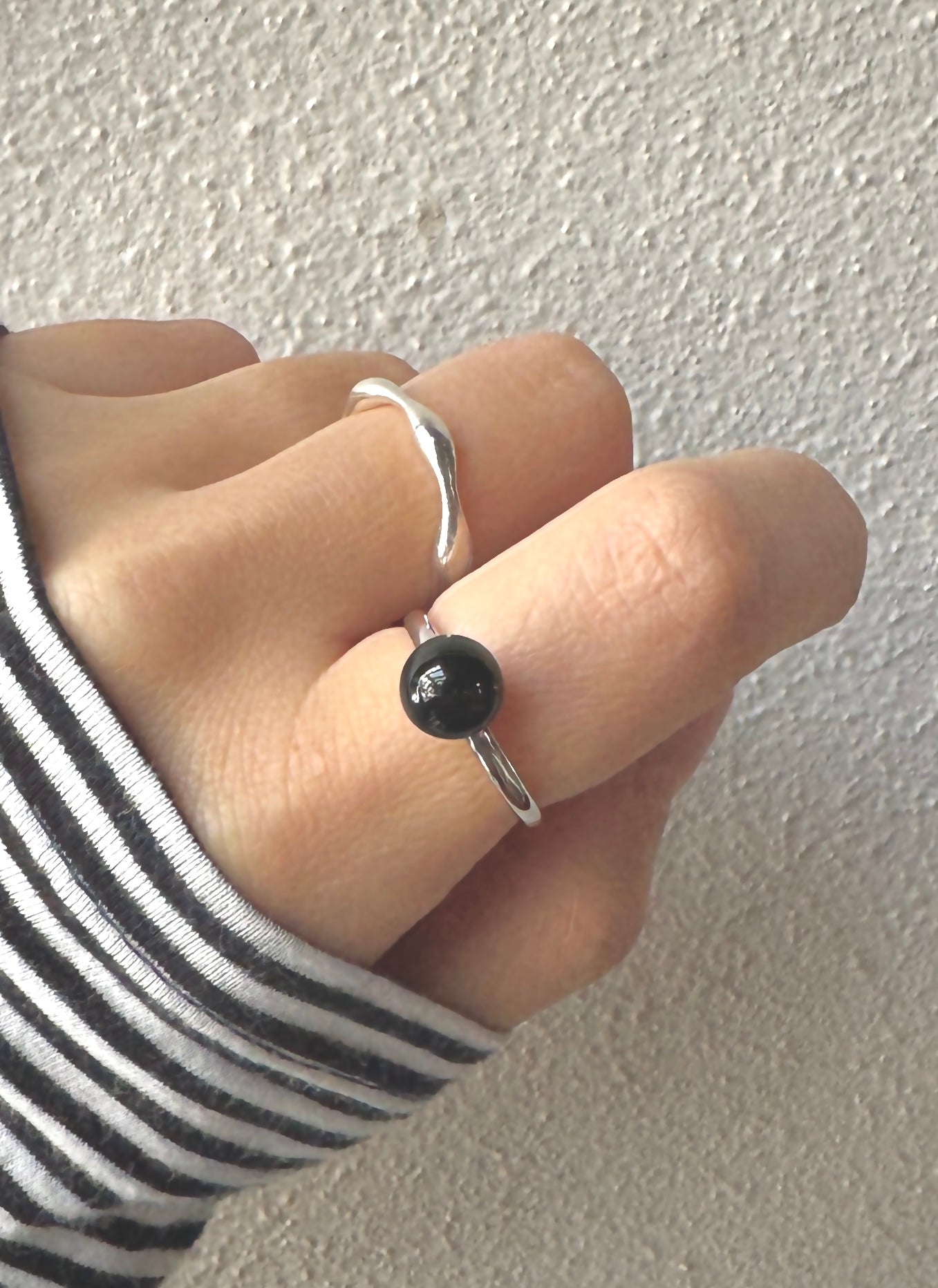 Sterling Silver Ring with 8mm Black Onyx | Minimal Bold State