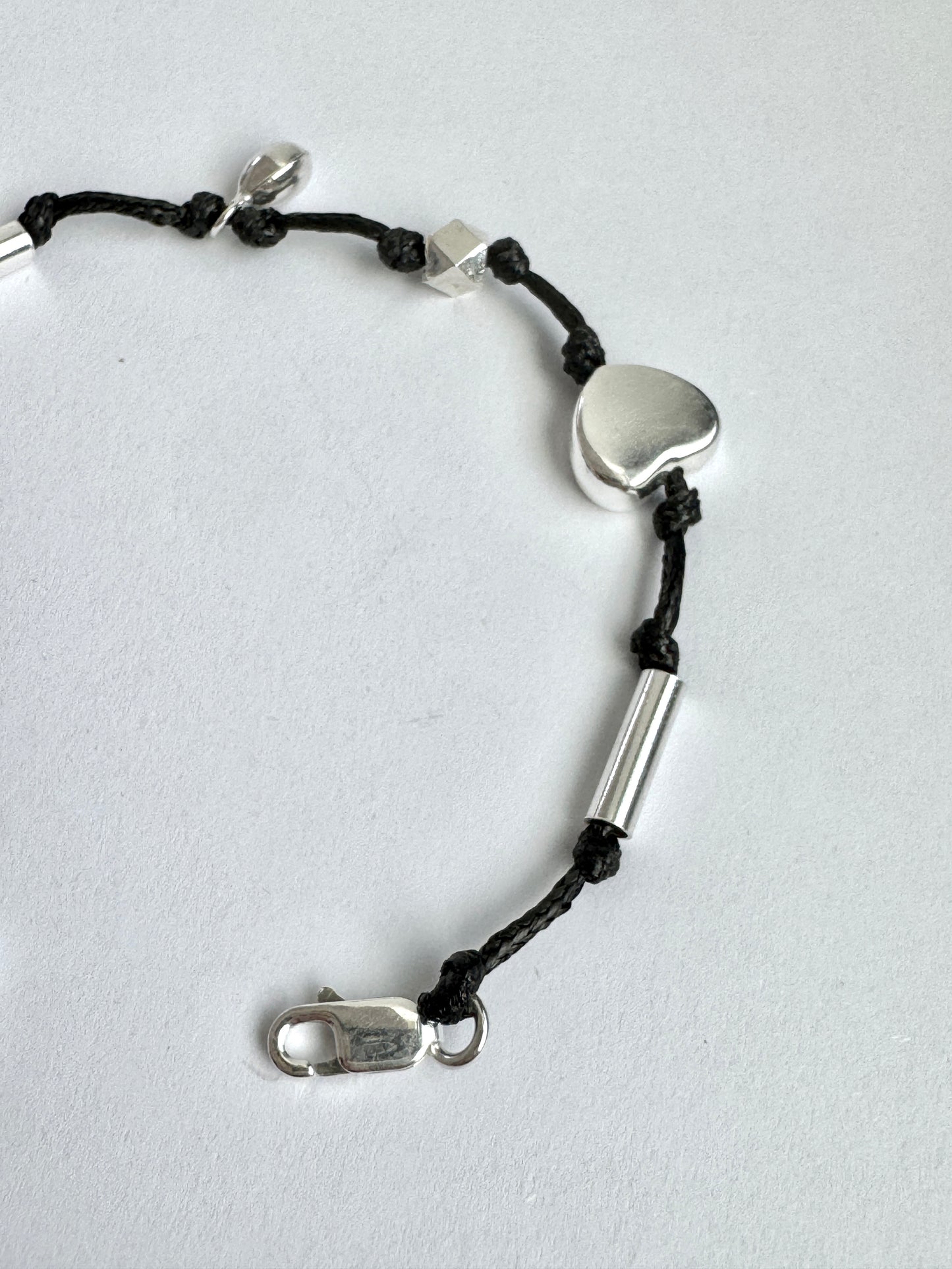 Silver Bead Bracelet on Waterproof Wax Cord – Minimal & Durable