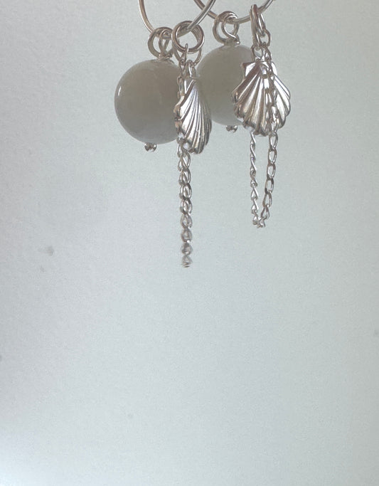 Handmade Aquamarine Earrings – 925 Silver Shell Dangles