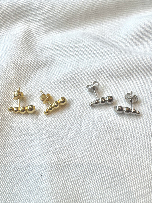 Dainty Climber Earrings | Silver or Gold Plated | Small Crawler Studs