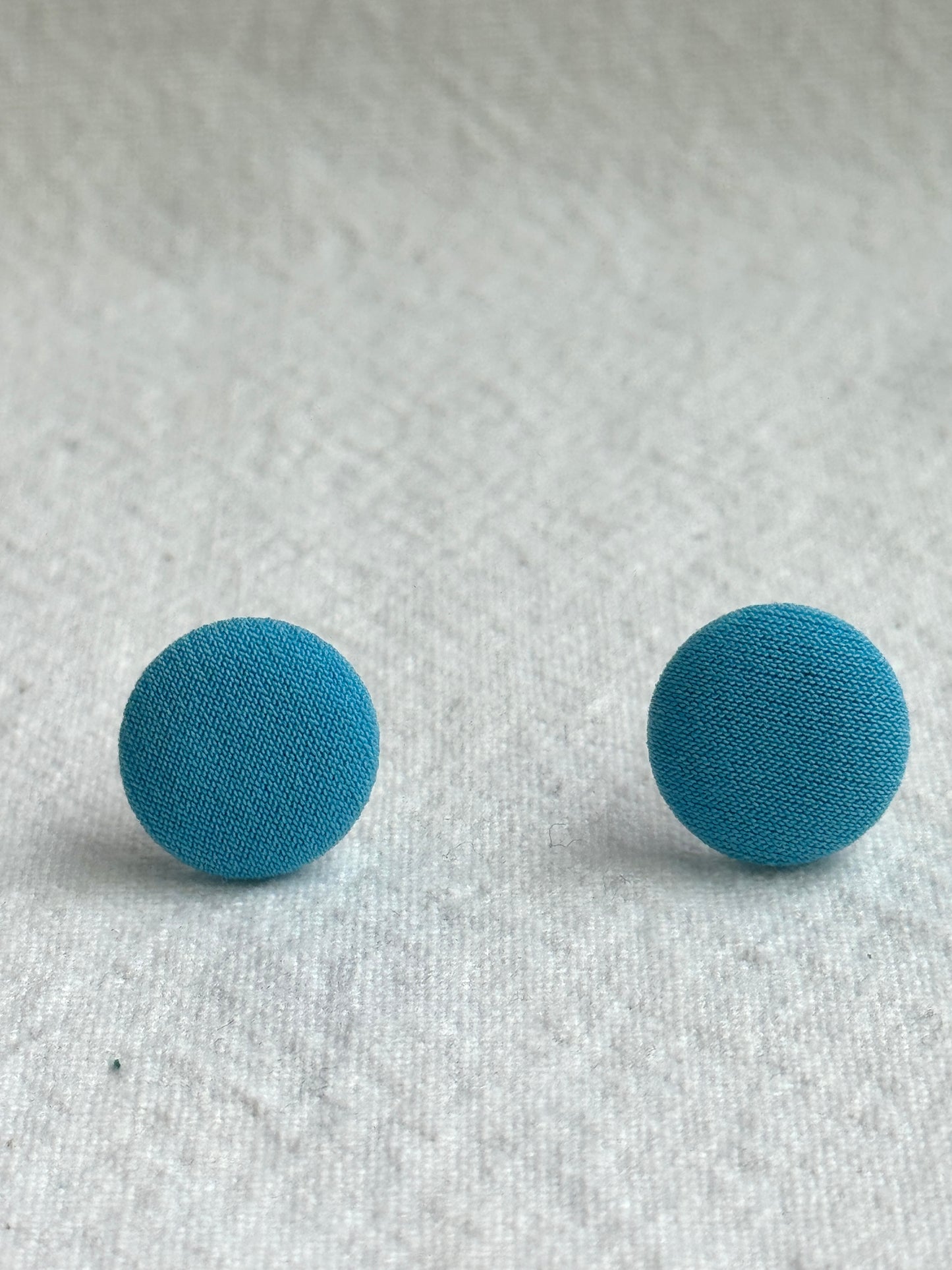 Turquoise Fabric Button Earrings