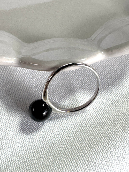 Sterling Silver Ring with 8mm Black Onyx | Minimal Bold State