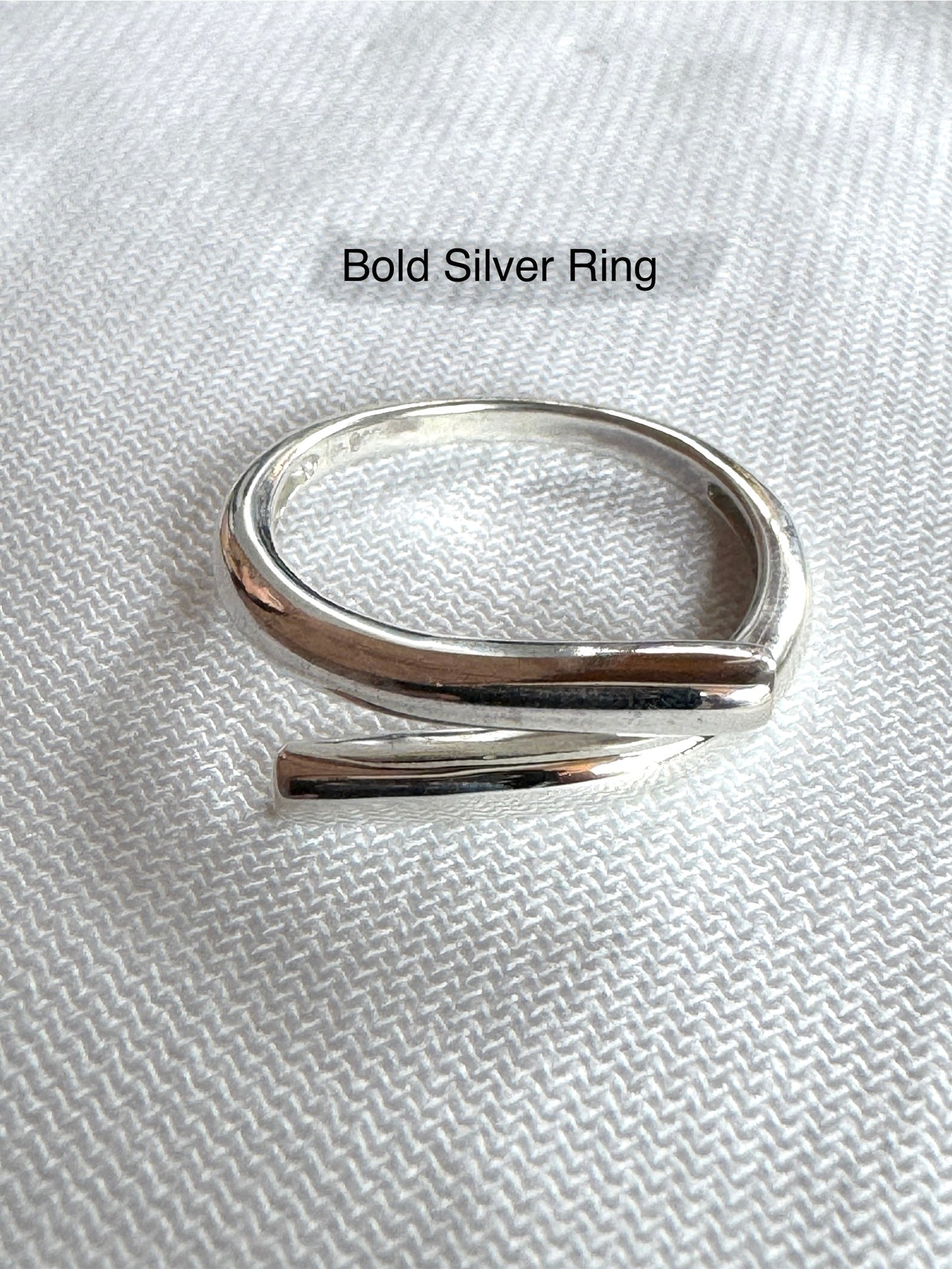 Bold Sterling Silver Adjustable Ring – 5mm Thick High Polish Wire Design