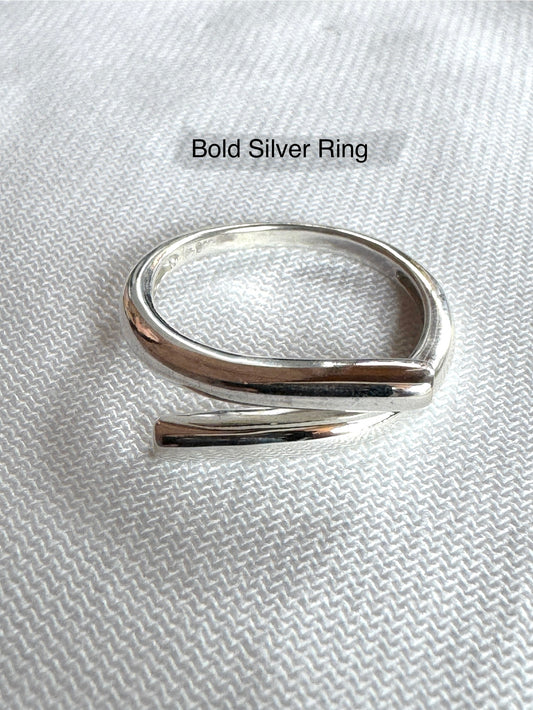 Bold Sterling Silver Adjustable Ring – 5mm Thick High Polish Wire Design