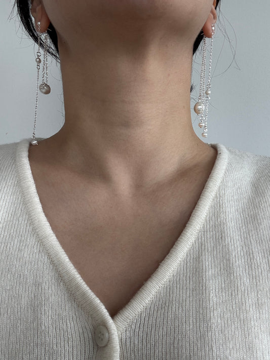Handmade Silver Drop Earrings with Freshwater Pearls