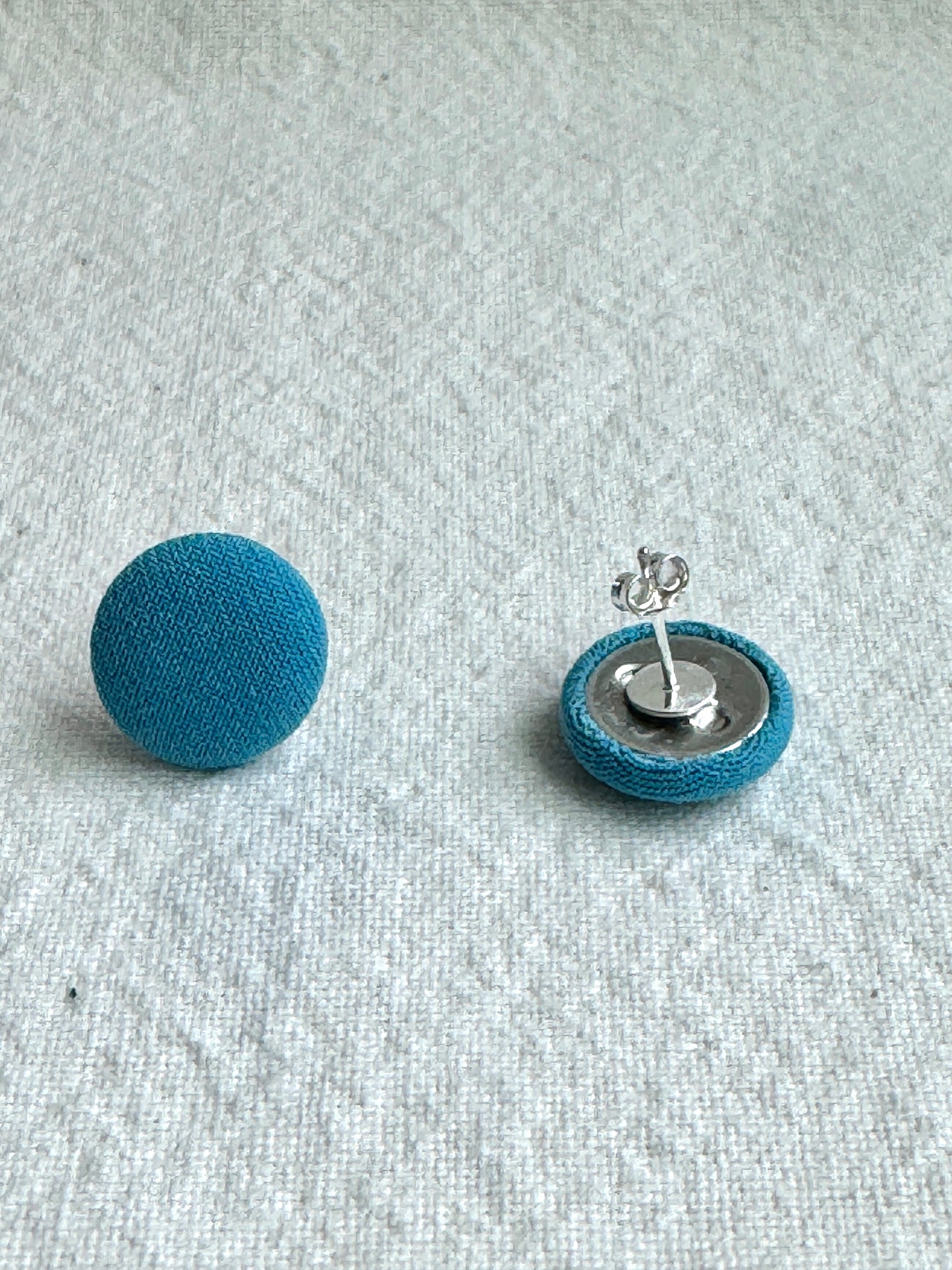 Turquoise Fabric Button Earrings