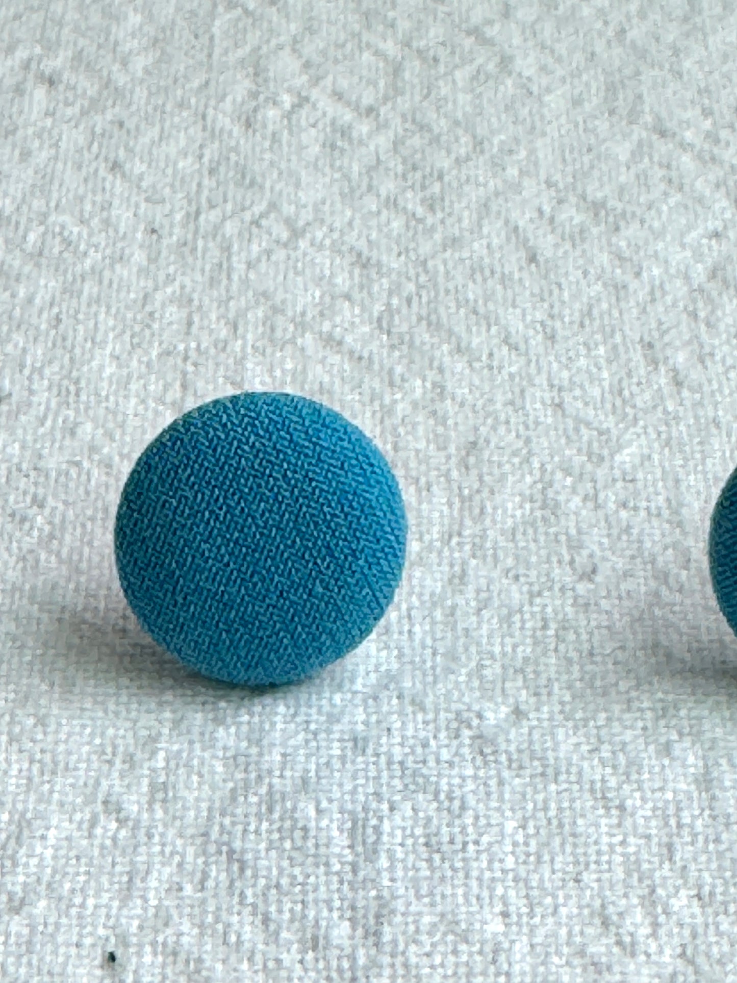 Turquoise Fabric Button Earrings