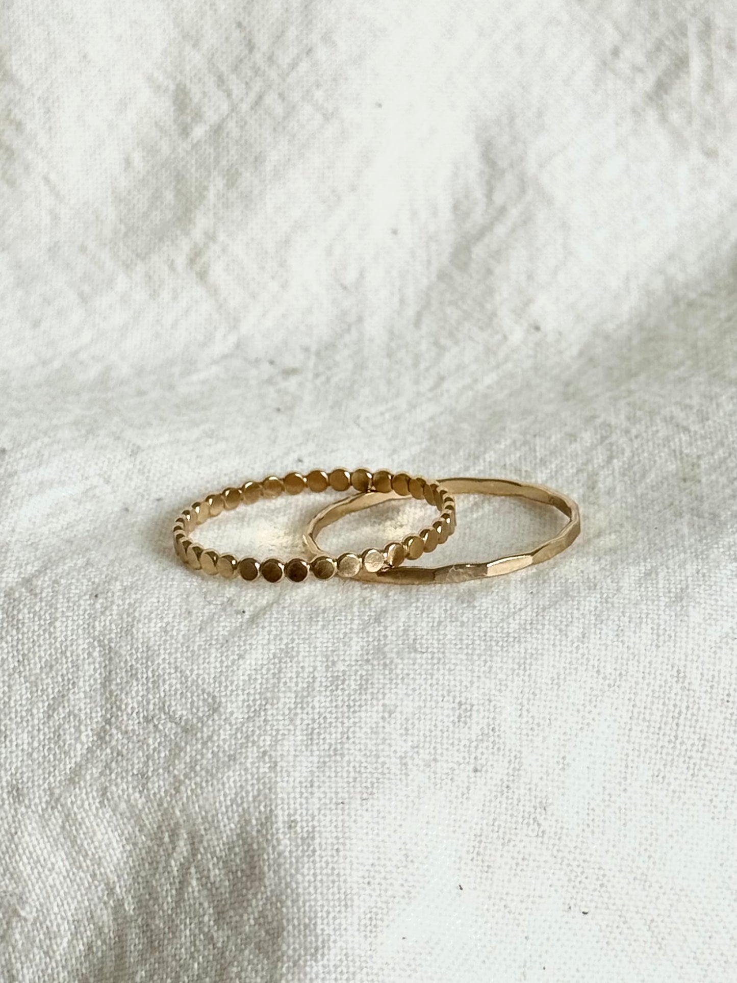 14K Gold Filled Beaded Ring – 2mm Minimal Stacking Band